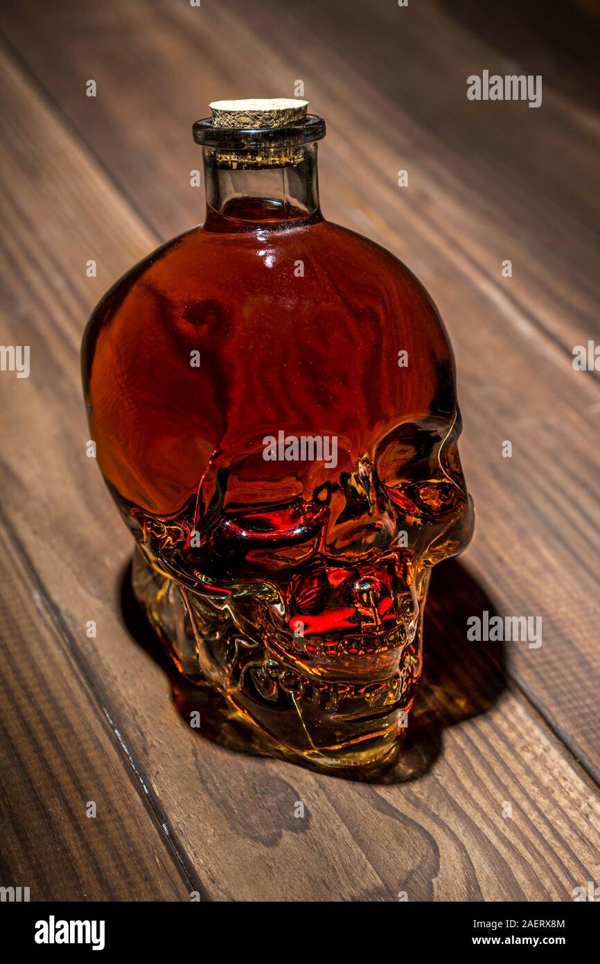Red Skull Absinthe Bottle