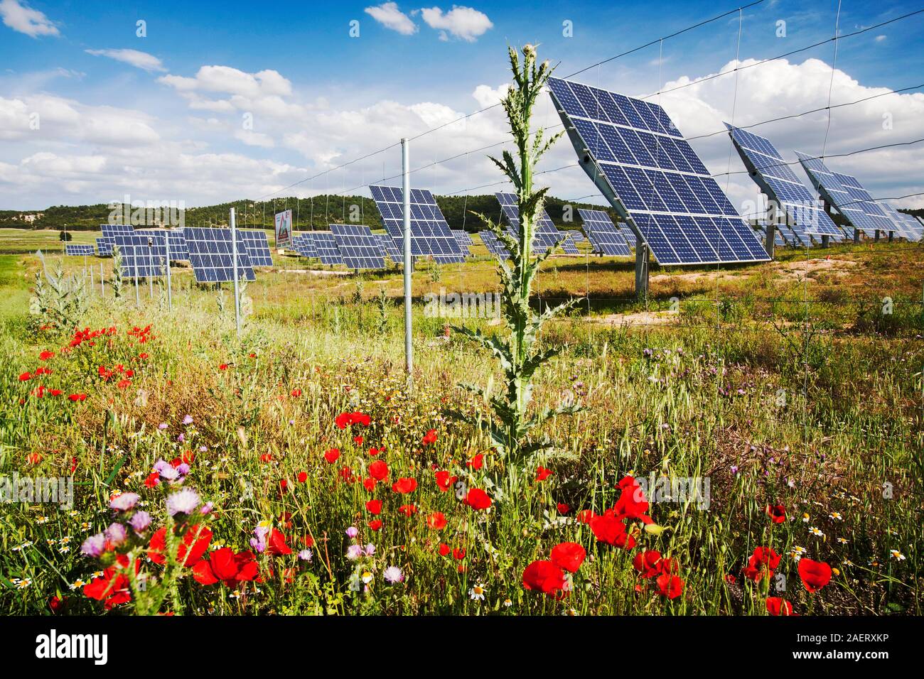 A photo voltaic solar power station near Caravaca, Andalucia, Spain ...