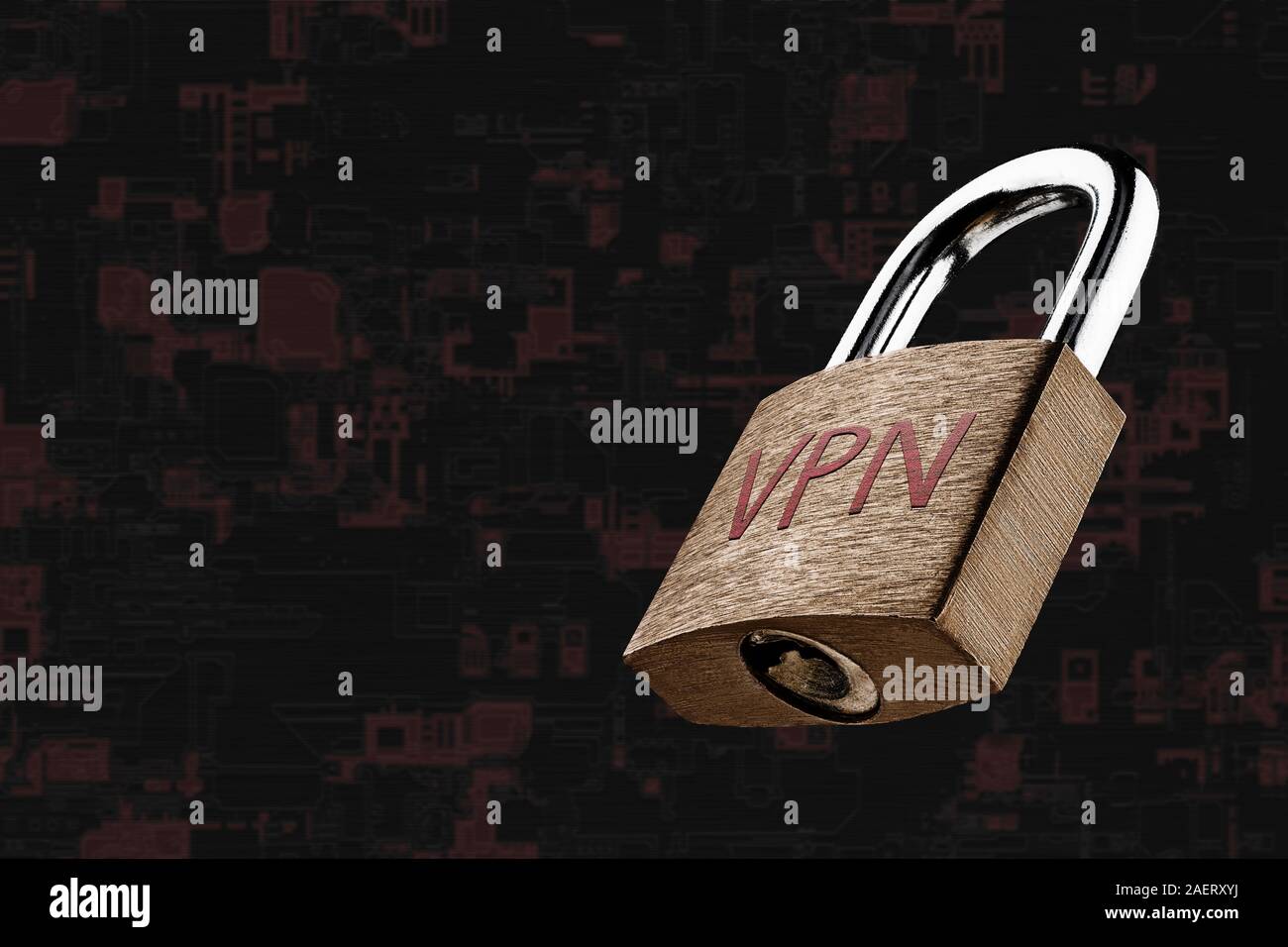 Encrypted communication using VPN. Stock Photo