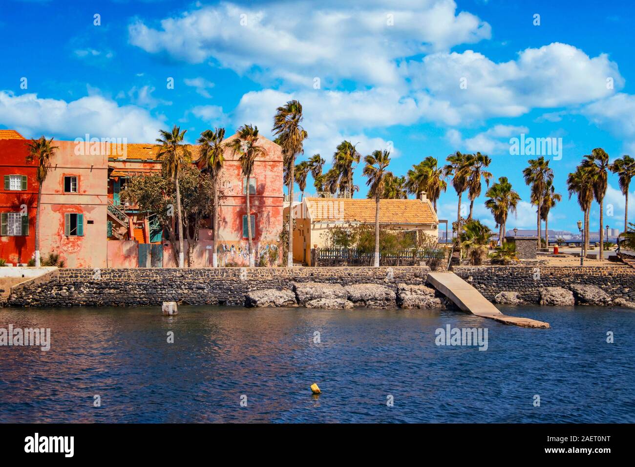View to historic city at the Goree island in Dakar, Senegal. It is small island near Dakar. It was was the largest slave trade center on the African Stock Photo