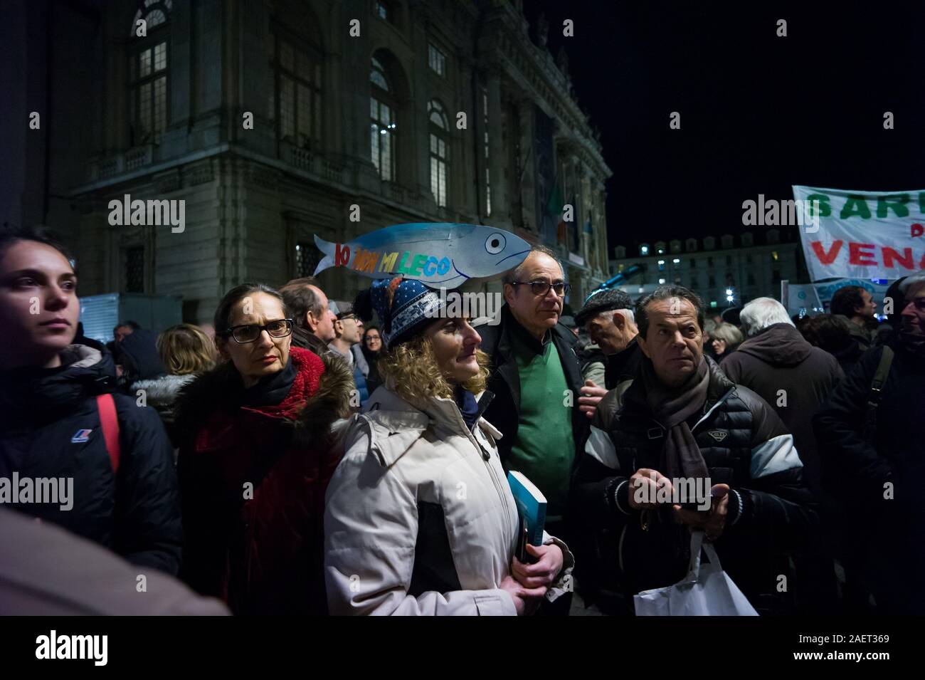 people attending the political event 'le sardine' Stock Photo