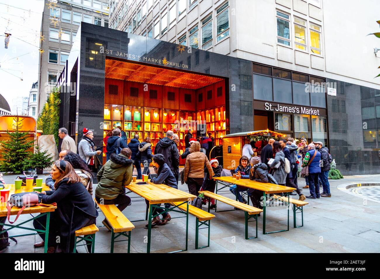 Christmas market at St James's Market near Piccadilly Circus, London