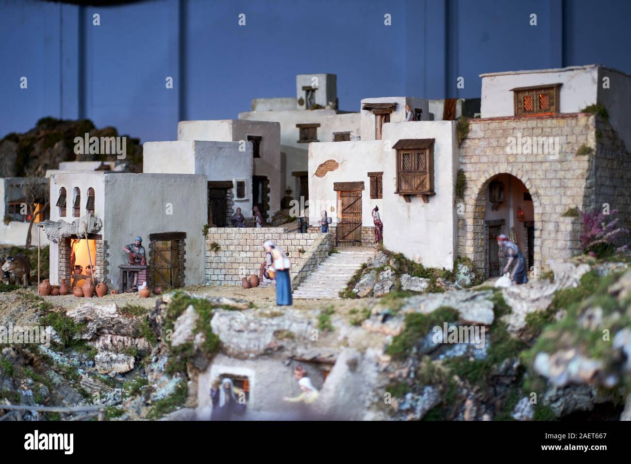Part of a large scale nativity scene in the Plaza mayor of Torrejon de Ardoz Stock Photo