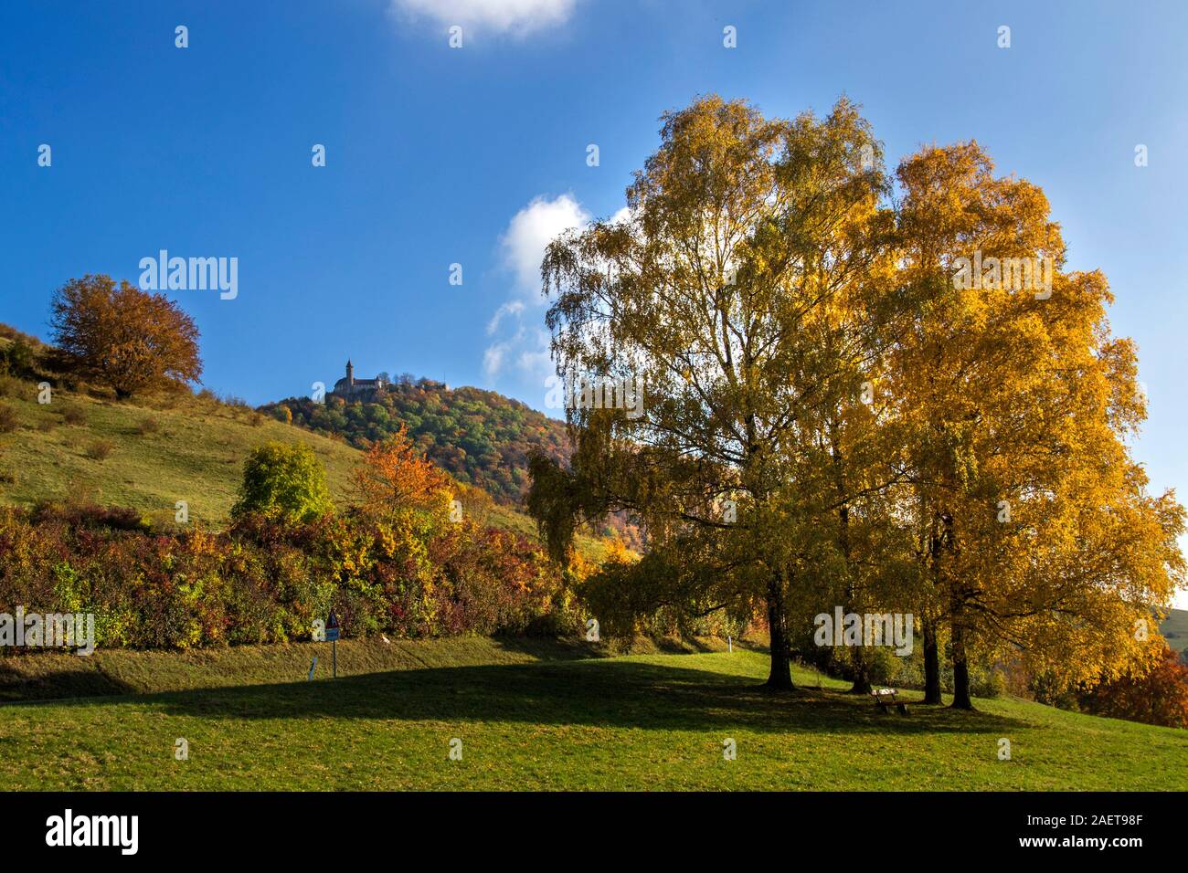 Herbststimmung an der Burg Teck, Owen, Schwäbische Alb, Deutschland Stock Photo