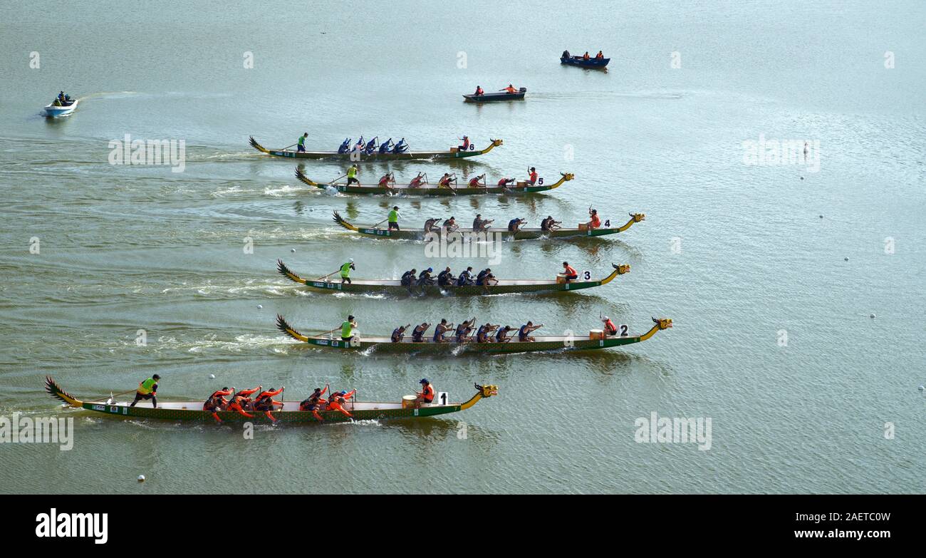 Penang International Dragon Boat Festival, Teluk Bahang Dam, Penang, Malaysia Stock Photo