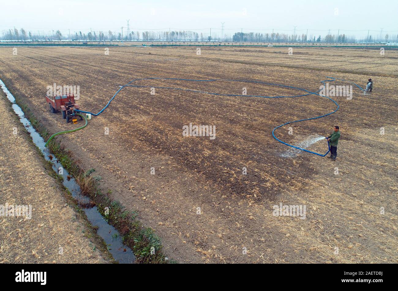 People use water pipes to guide water from the rivers at the north part ...
