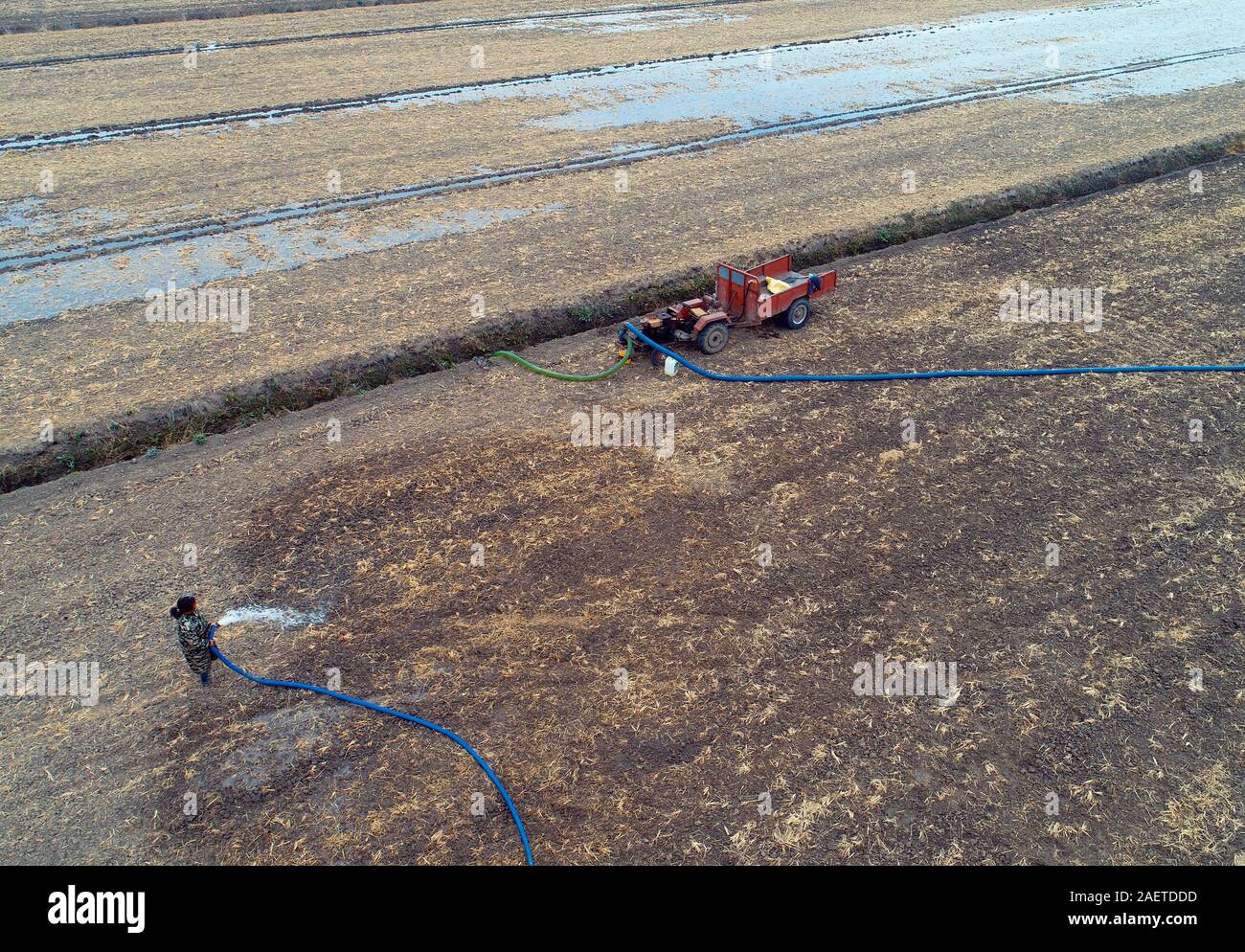 People use water pipes to guide water from the rivers at the north part ...