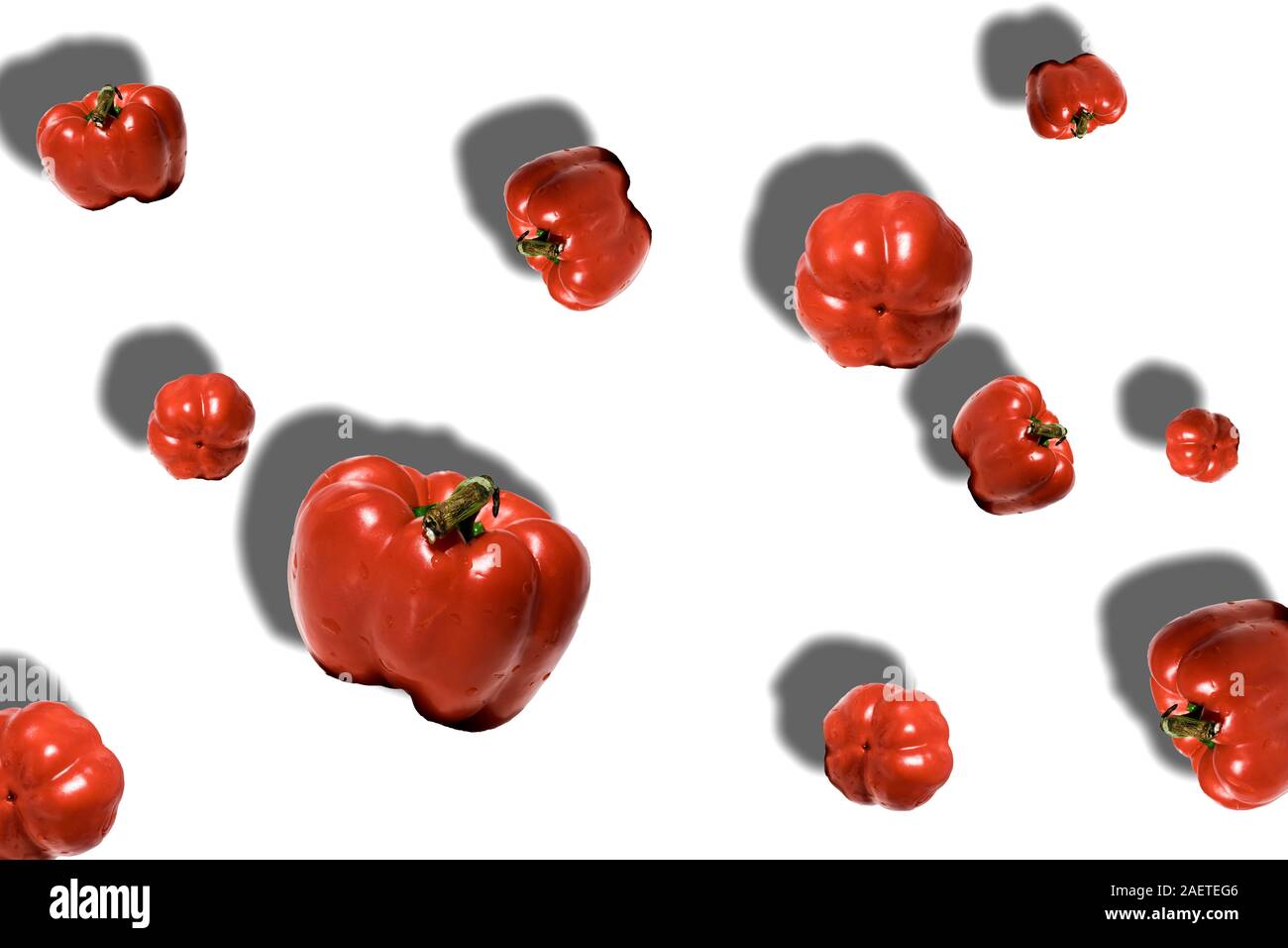 fresh whole sweet red pepper on white background Stock Photo - Alamy