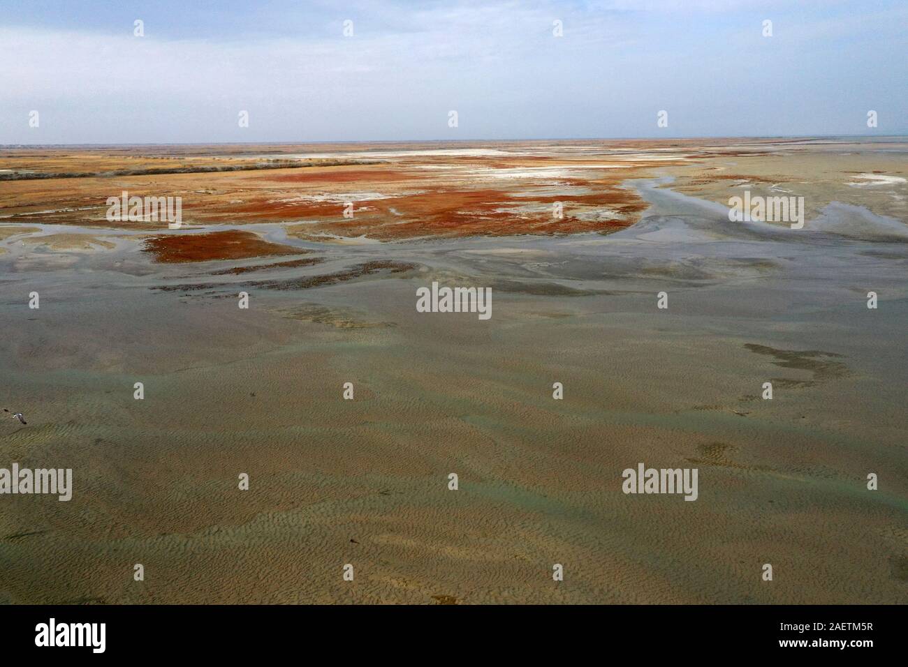 Aerial view of the south part of the Aibi River in Bortala mongol autonomous prefecture in north-west China's Xinjiang Uygur Autonomous Region, 2 Nove Stock Photo
