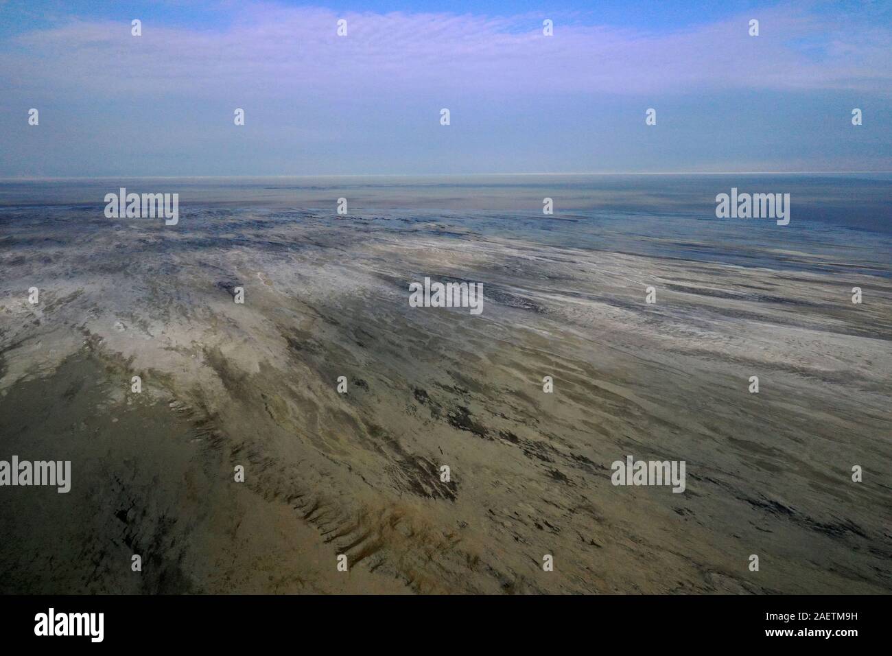 Aerial view of the south part of the Aibi River in Bortala mongol autonomous prefecture in north-west China's Xinjiang Uygur Autonomous Region, 2 Nove Stock Photo
