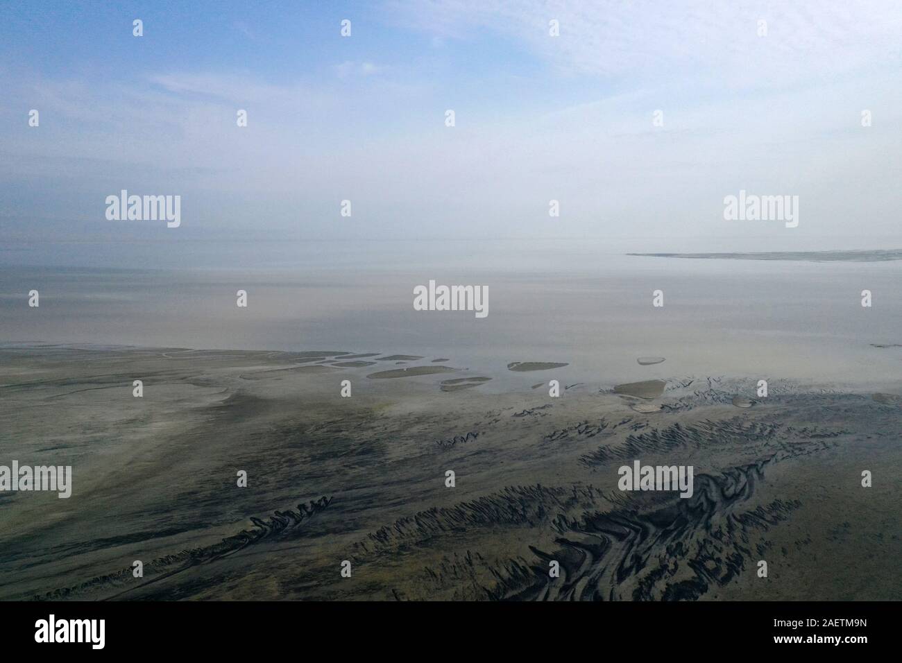 Aerial view of the south part of the Aibi River in Bortala mongol autonomous prefecture in north-west China's Xinjiang Uygur Autonomous Region, 2 Nove Stock Photo