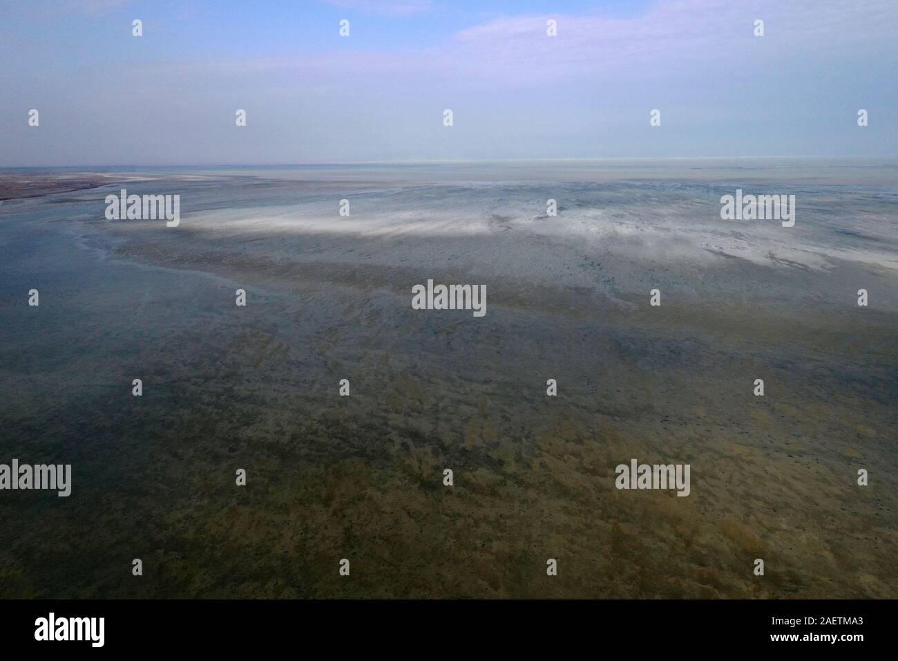 Aerial view of the south part of the Aibi River in Bortala mongol autonomous prefecture in north-west China's Xinjiang Uygur Autonomous Region, 2 Nove Stock Photo