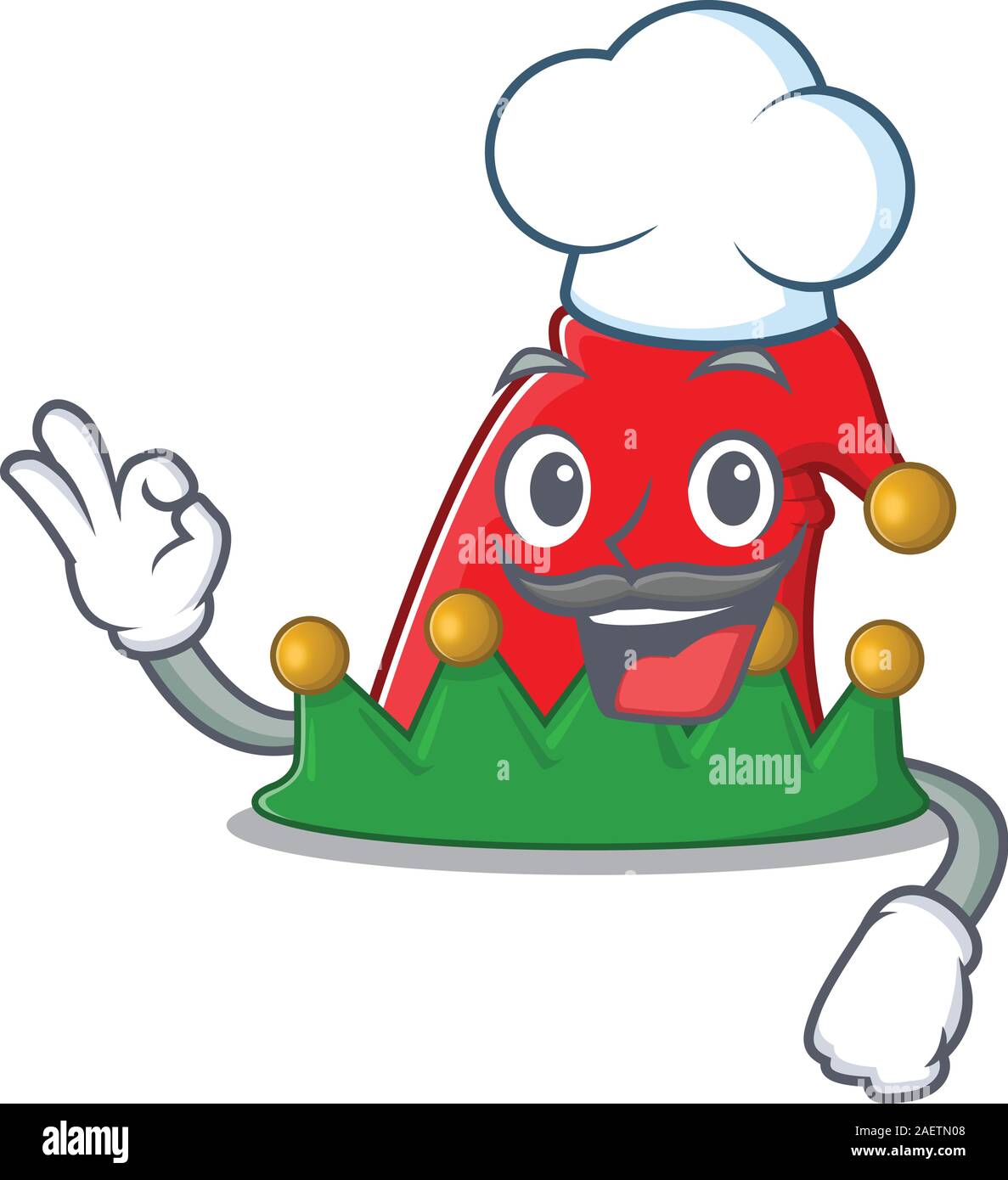 Happy Chef elf hat cartoon character with white hat Stock Vector Image ...