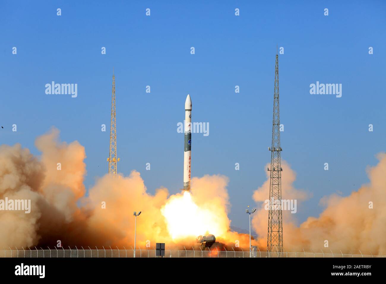 Carrier rocket Kuaizhou 1A (KZ 1A) launches from the Jiuquan Satellite Launch Center in Jiuquan city, north-west China's Gansu province, 13 November 2 Stock Photo