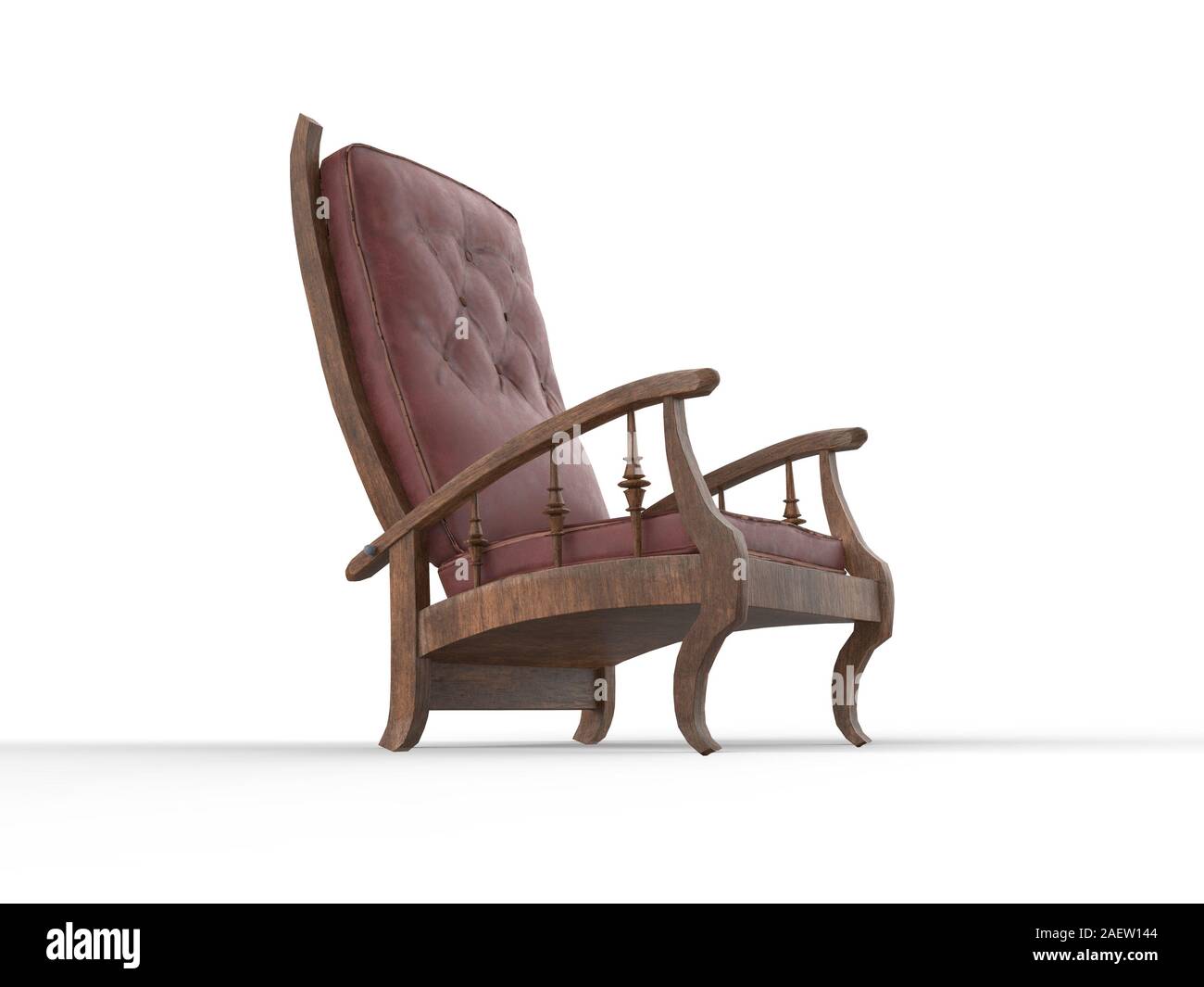 Isolated Cozy Leather Wood Sofa Chair Design On Solid Background Decoration Antique Comfortable Furniture 3d Illustration Stock Photo Alamy