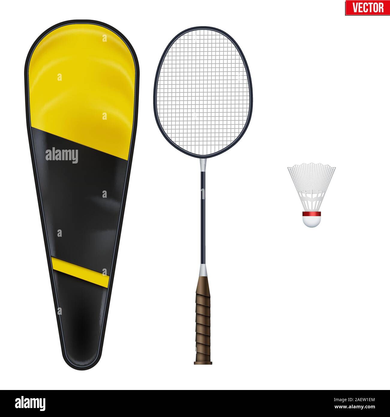 Badminton sport illustration racket shuttlecock hires stock