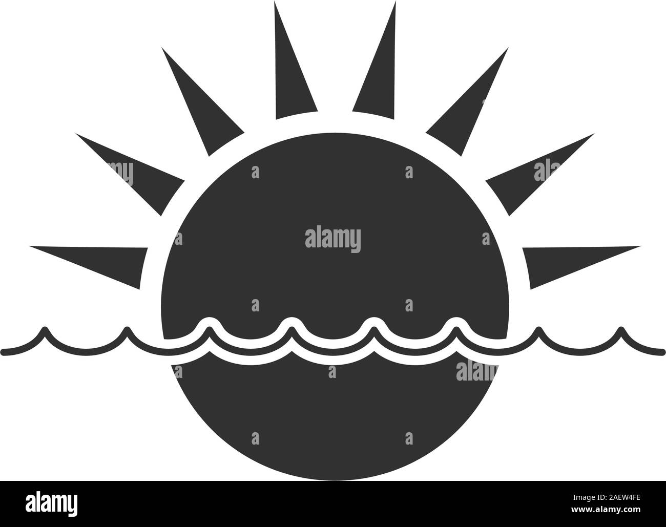 Sun and Sea wave icon. Stock Vector illustration isolated Stock Vector