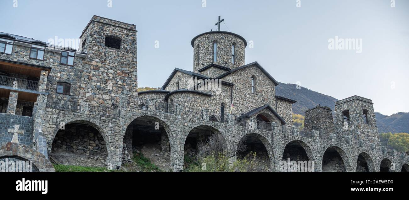 Fiagdon Monastery in North Ossetia. Mountains of the Caucasus Stock Photo