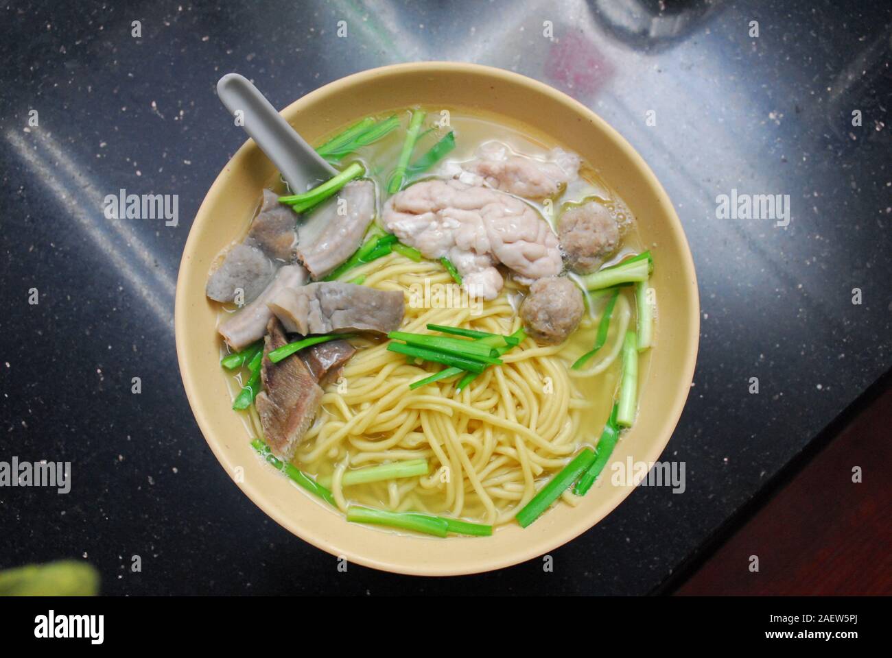 meat and brain noodles Stock Photo Alamy