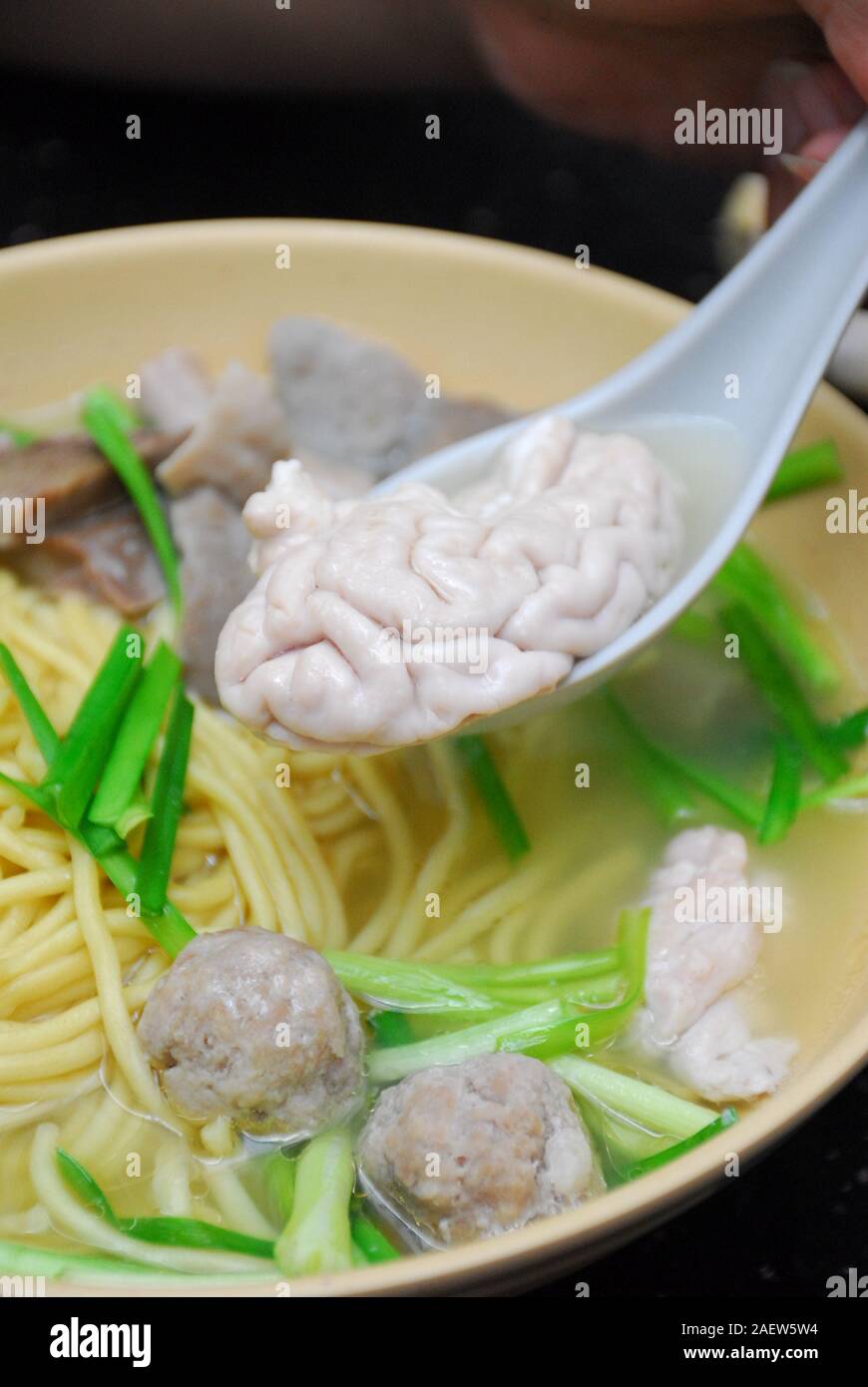meat and brain noodles Stock Photo Alamy