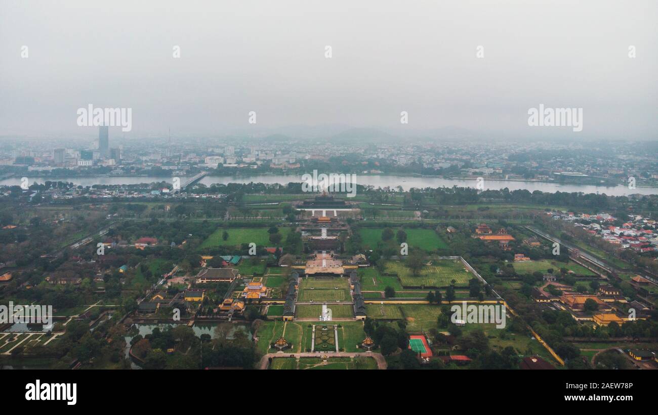 Aerial of Imperial Royal Palace, Hue, Vietnam Stock Photo