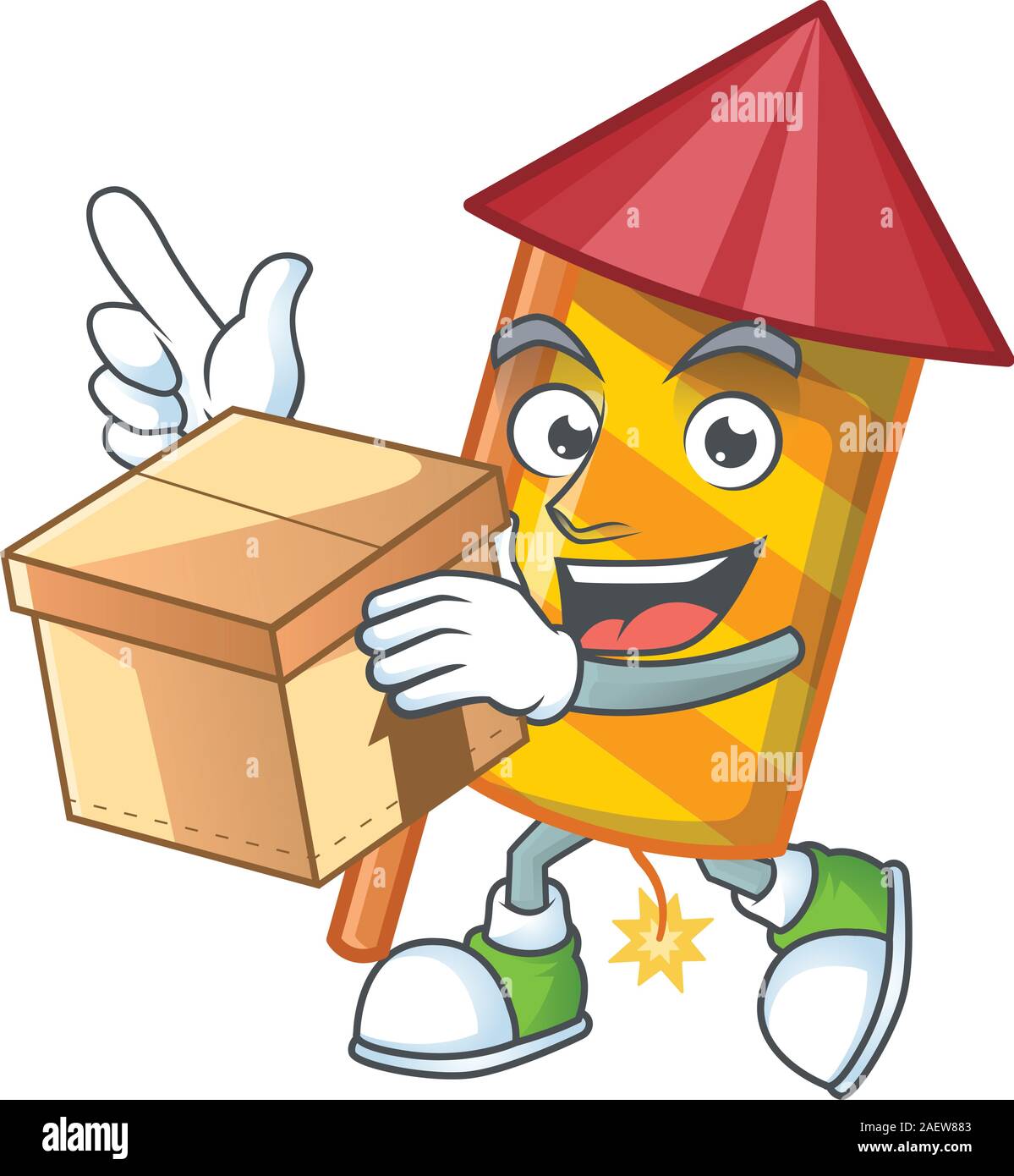 With box Super Funny yellow stripes fireworks rocket cartoon character  style Stock Vector Image & Art - Alamy