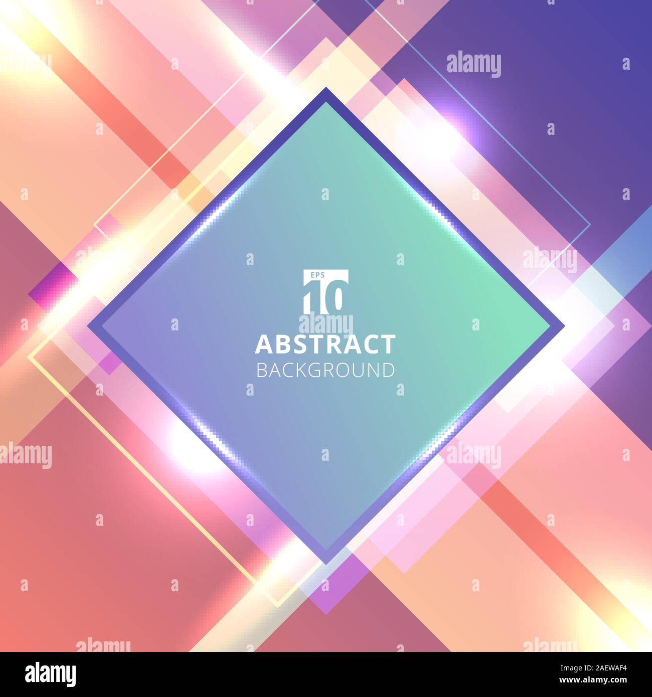 Abstract technology background diagonal geometric square bright color overlapping with lighting effect. Vector illustration Stock Vector