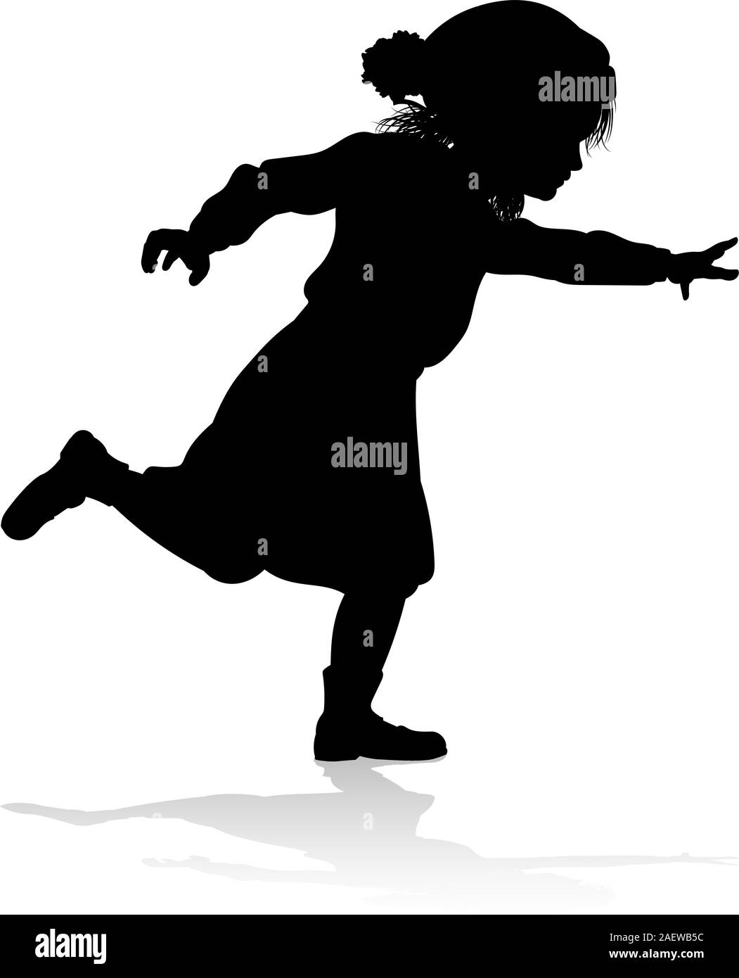 Silhouette Kid Child In Winter Christmas Clothing Stock Vector