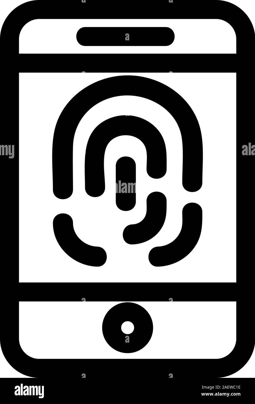 Phone fingerprint icon vector. Isolated contour symbol illustration ...