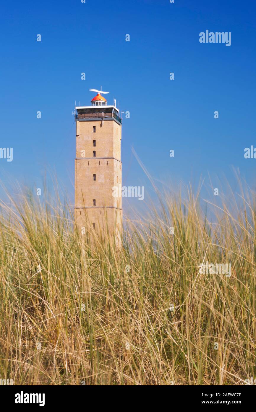 The Brandaris lighthouse on the island of Terschelling in The Netherlands on a bright and sunny day. Stock Photo
