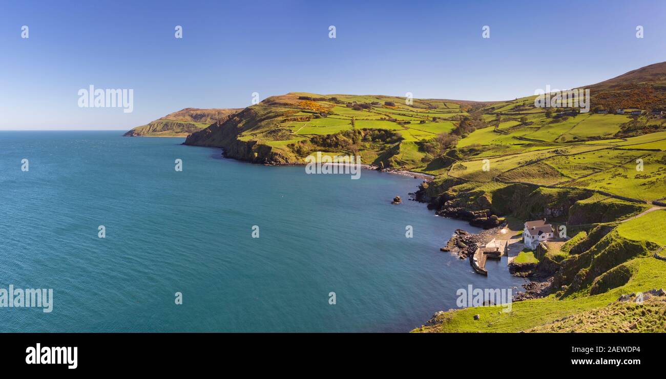 View from Torr Head on the Causeway Coast of Northern Ireland on a sunny day. Stock Photo