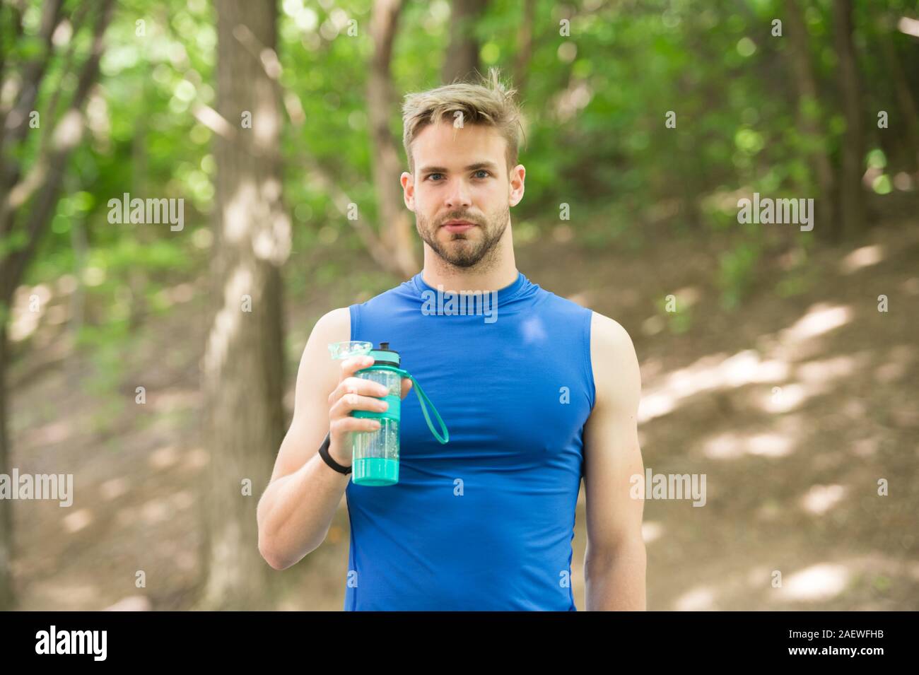 refreshment. refreshment after hart sport workout. man has refreshment ...