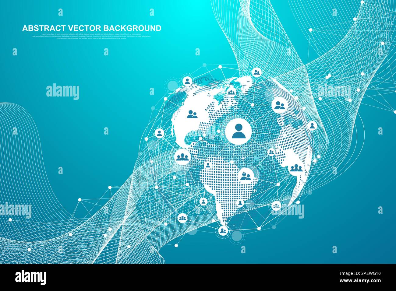 Global network connection concept. Big data visualization. Social ...