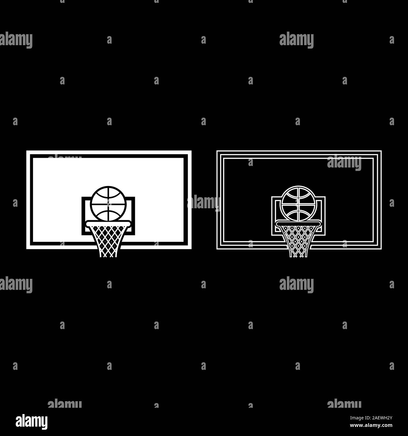 Basketball hoop and ball Backboard and grid basket icon outline set white  color vector illustration flat style simple image Stock Vector Image & Art  - Alamy