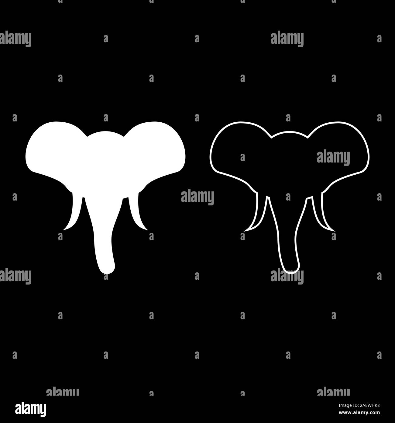 Head of elephant silhouette mascot front view African or Indian animal ...