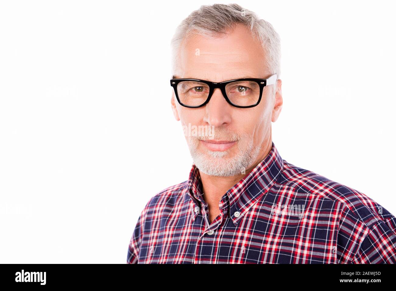 Portrait of a successful gray aged man with glasses Stock Photo - Alamy