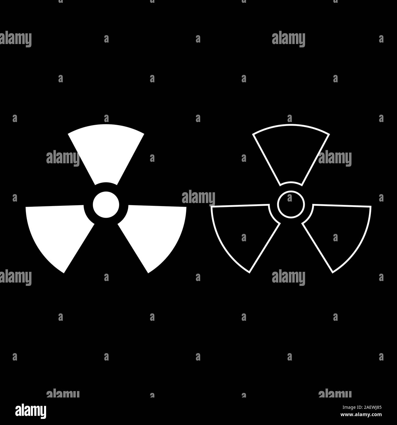 Radioactivity Symbol Nuclear sign icon outline set white color vector illustration flat style simple image Stock Vector