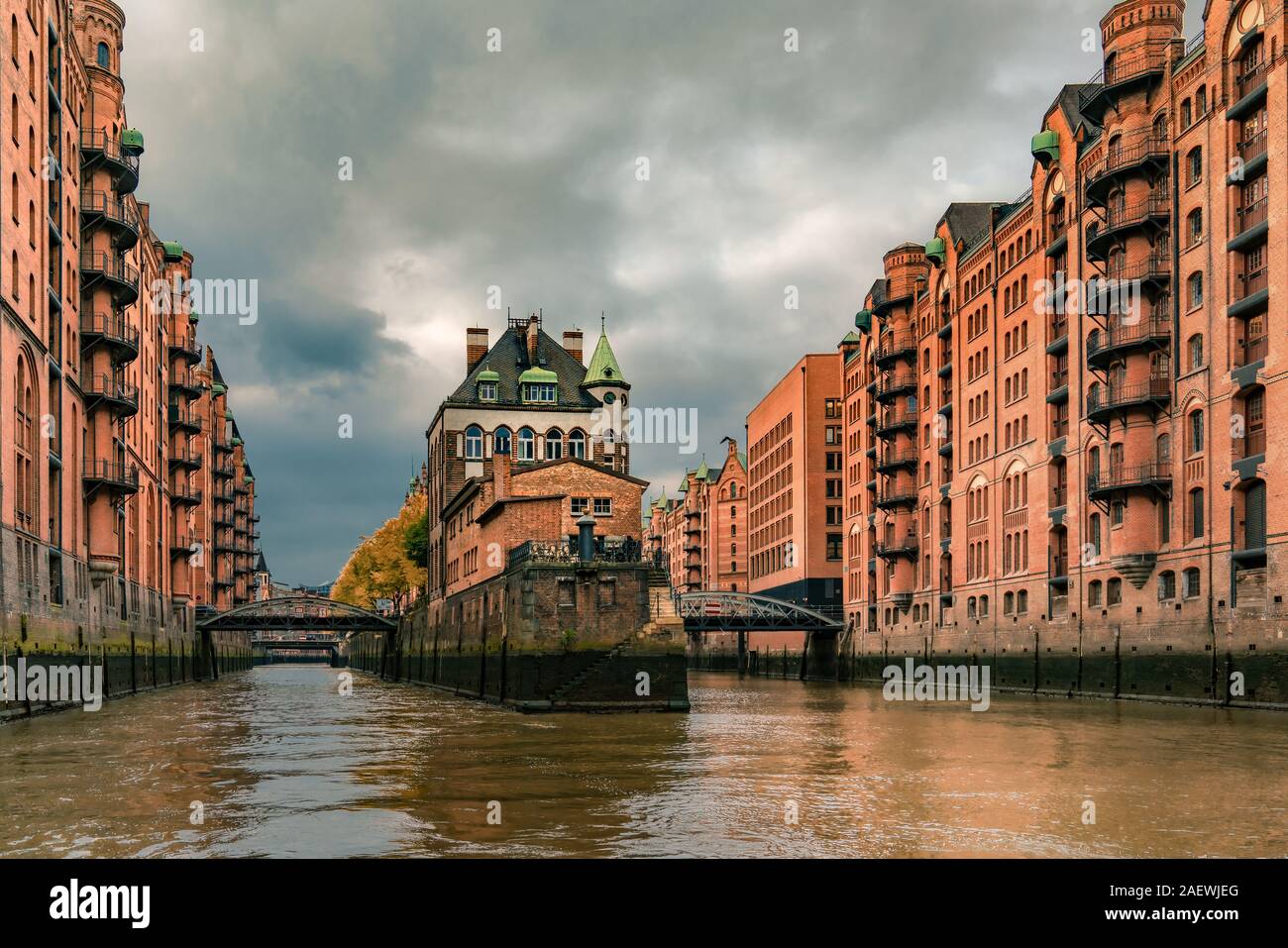 Water castle  in the Speicherstadt Hamburg, Germany Stock Photo