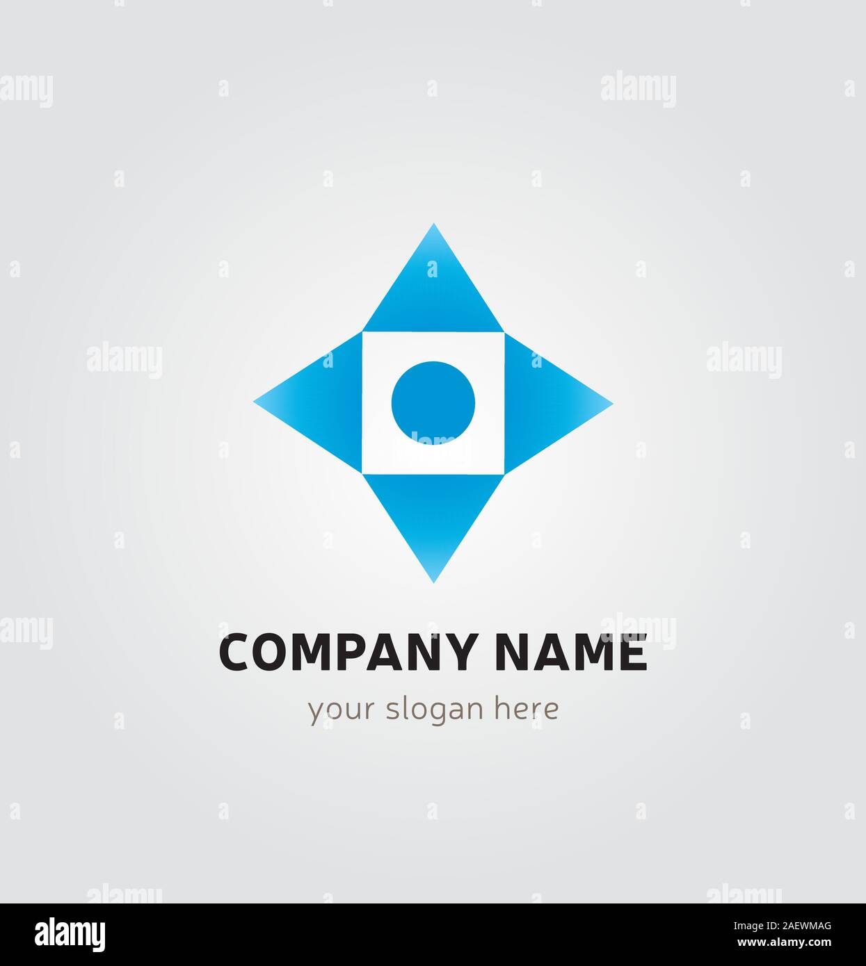 Single Logo Design - Square, Arrows and Dot Elements  Blue Colors Stock Vector