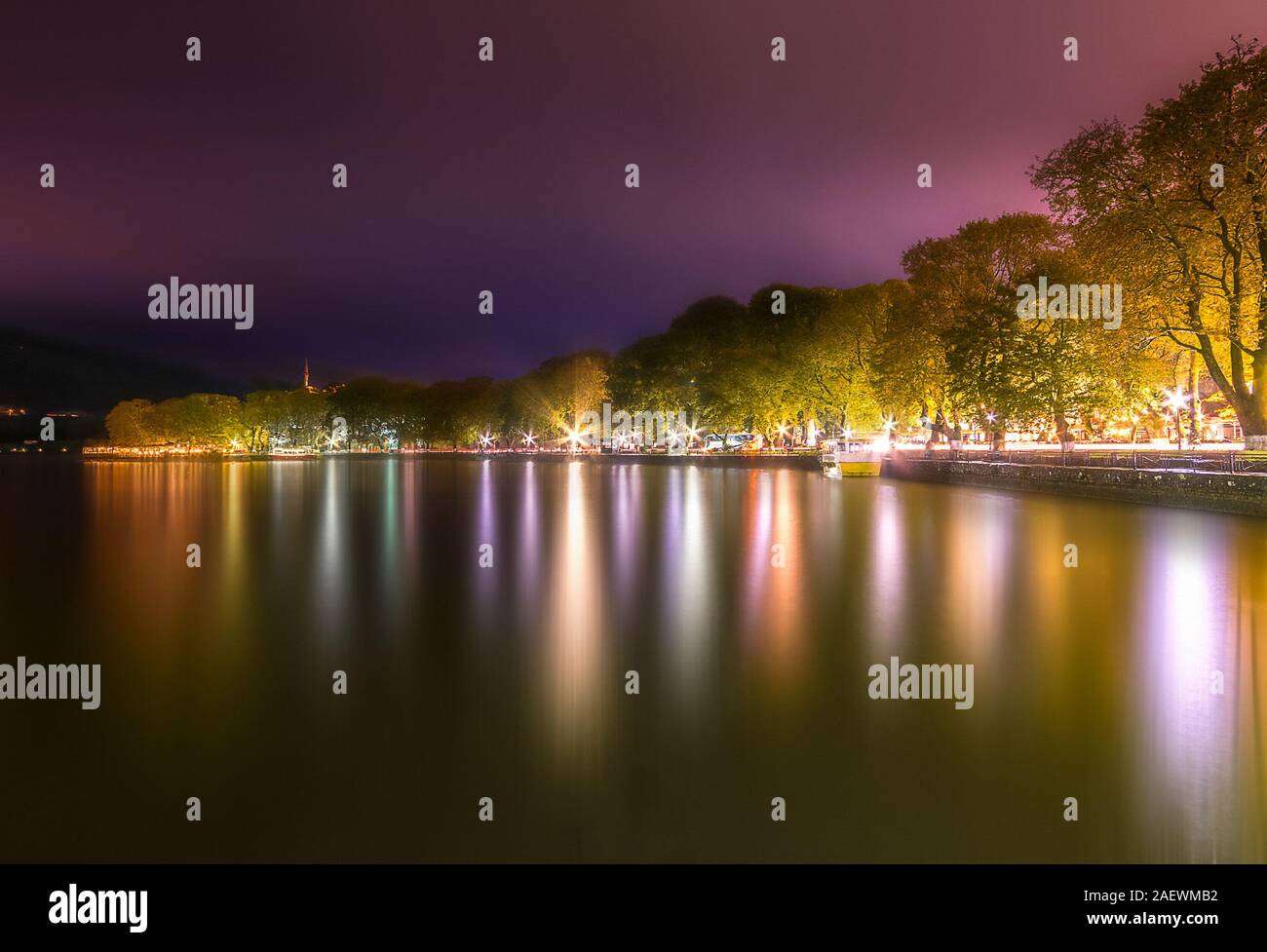 A beautiful evening in Ioannina lake Pamvotida.Ioannina is a city
