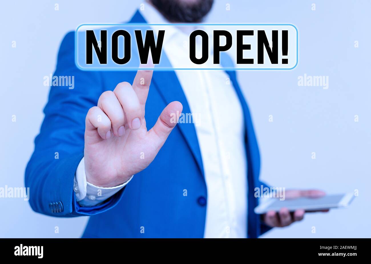 Conceptual Hand Writing Showing Now Open Concept Meaning