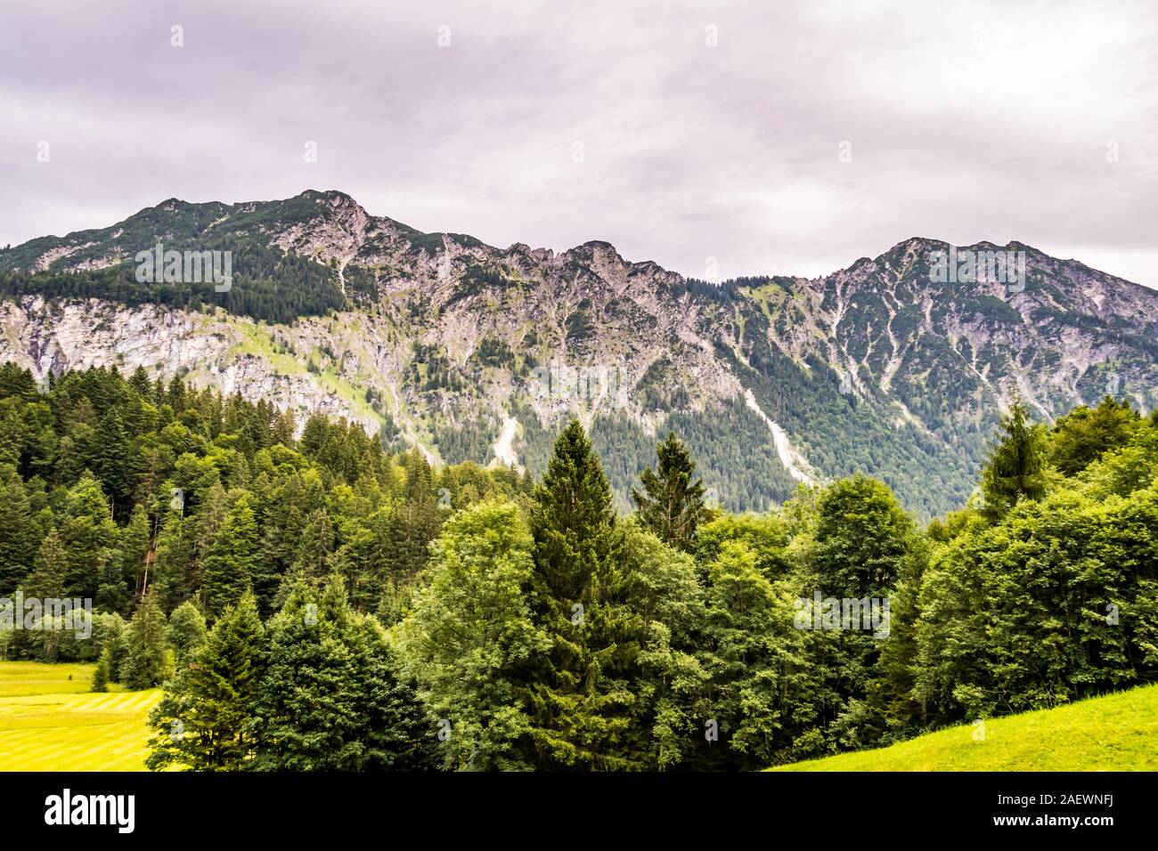 Landscape in the Bavarian Alps in Oberstdorf Germany Stock Photo