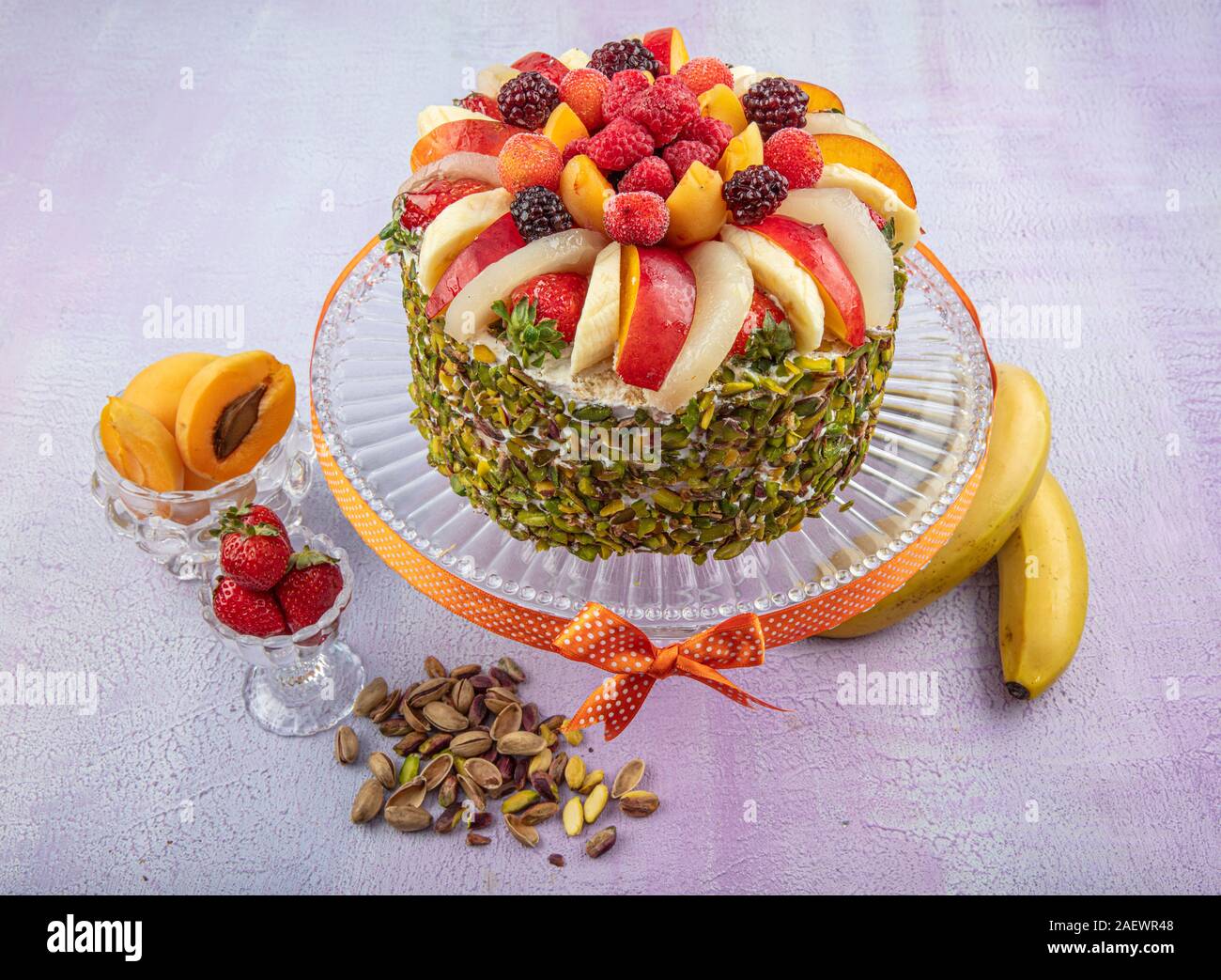 Mixed Fruit Cake Birthday Cake Birthday Cake With Fresh Fruits Stock Photo Alamy