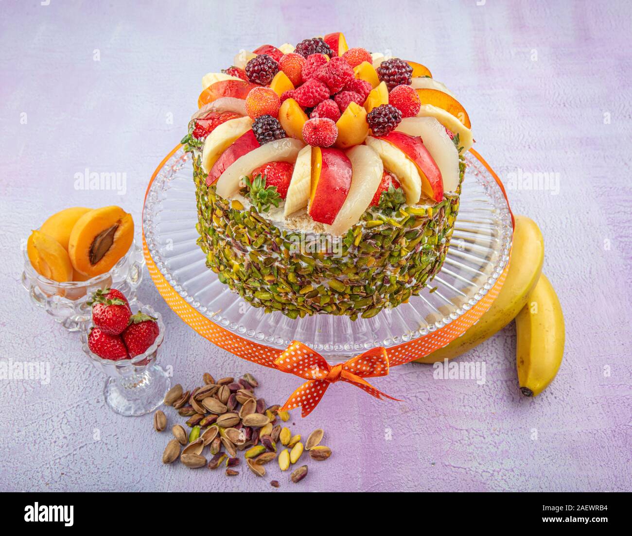 Mixed Fruit Cake Birthday Cake Birthday Cake With Fresh Fruits Stock Photo Alamy
