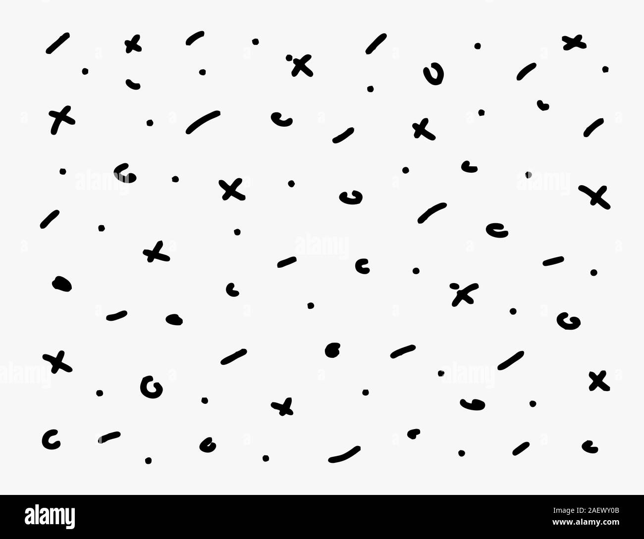 Doodle simple vector hand drawn pattern with crosses, dots and lines. Abstract outline background Stock Vector