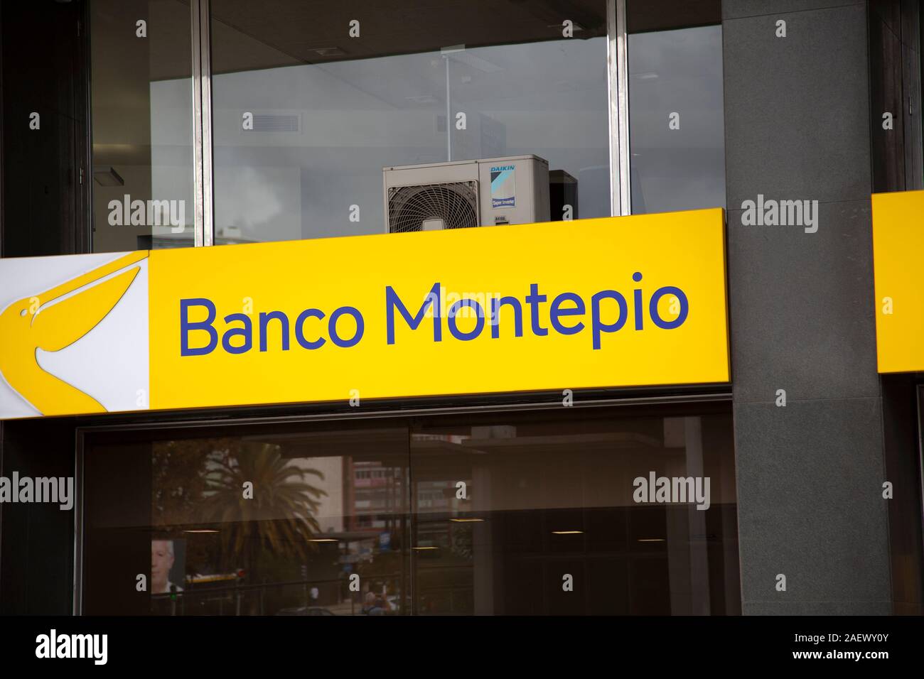 Banco Montepio Sign in LIsbon, Portugal Stock Photo