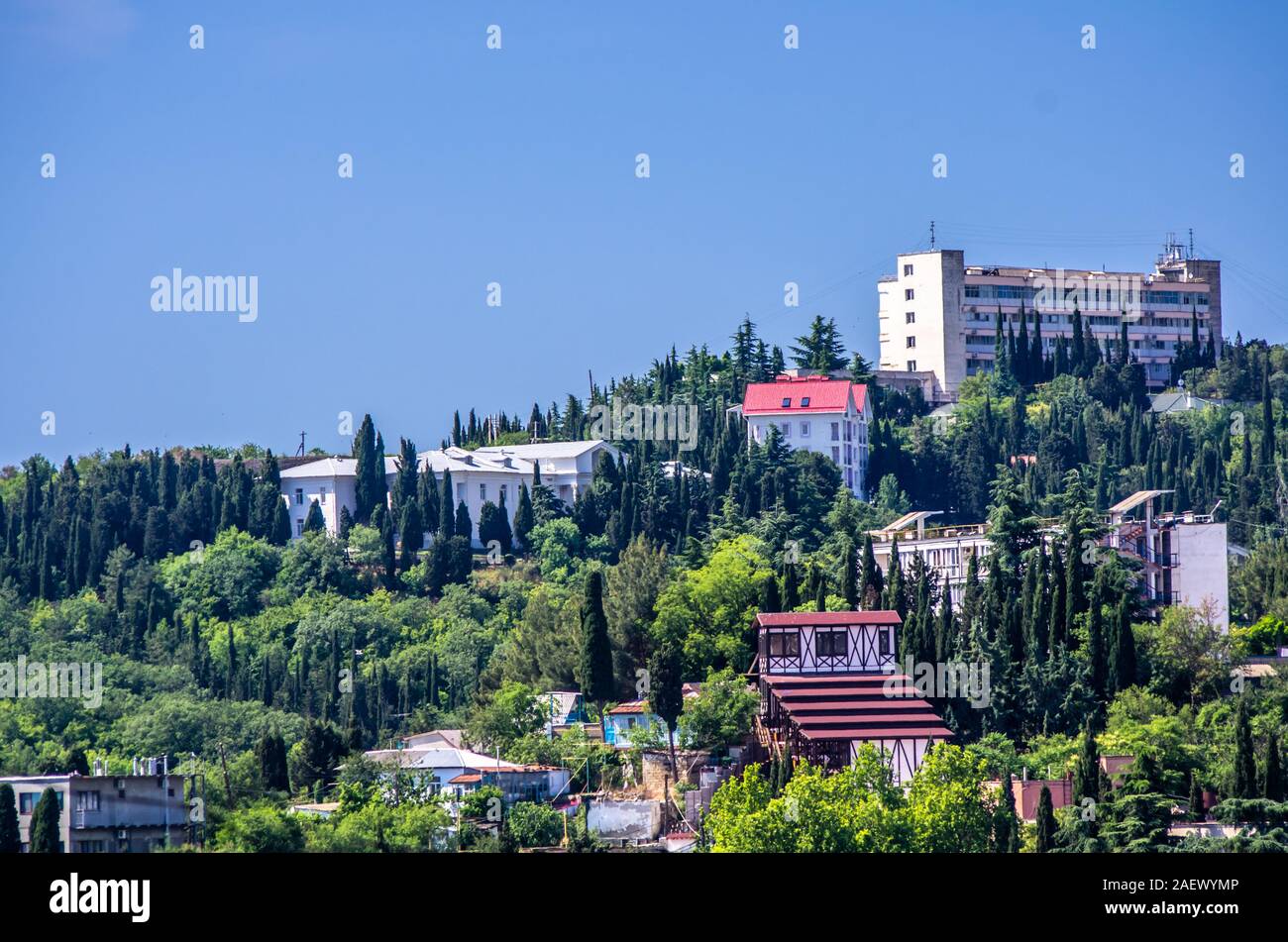 View on the city Alushta in Crimea, Ukraine Stock Photo