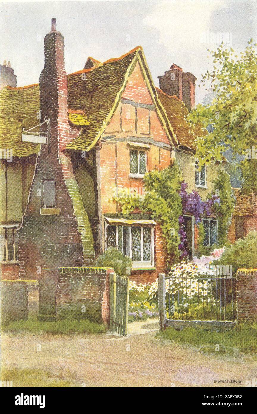 Milton's Cottage, Chalfont St. Giles. Buckinghamshire. By Ernest Haslehust 1920 Stock Photo