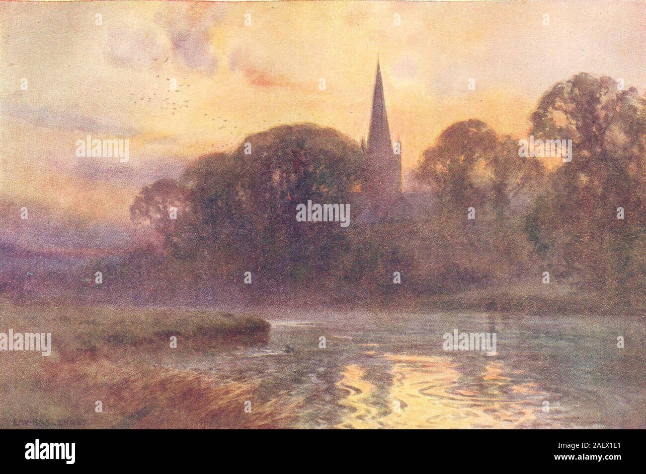 Holy Trinity Church, Stratford-on-Avon. Warwickshire. By Ernest Haslehust 1920 Stock Photo