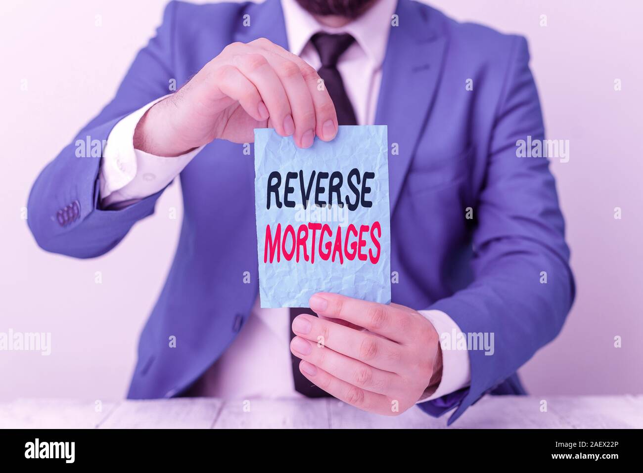Conceptual hand writing showing Reverse Mortgages. Concept meaning